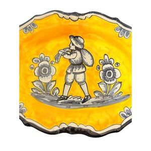 Ronda Spain FOLK ART POTTERY WALL HANGING  Hand Painted Figure 11x9"